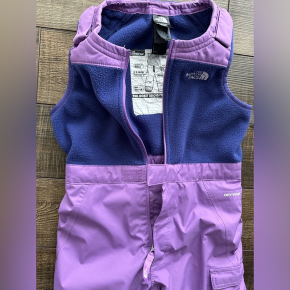 The North Face Snowsuit Snowbibs Snow pants Ski suit 4T Toddler Purple - Picture 3 of 8